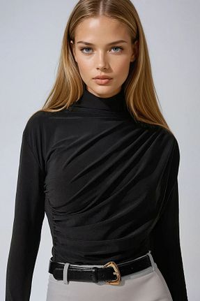 بلوز مشکی زنانه ساده VAGGON - کد 886800823