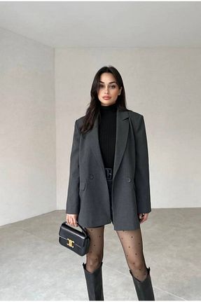 کت بلیزر طوسی زنانه پلی ویسکون SEREN TEKSTİL - کد 886829127