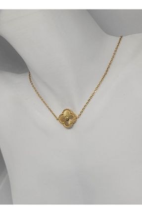 گردنبند استیل ( فولاد ) زرد زنانه استیل ضد زنگ Ela takı Aksesuar - کد 886865881