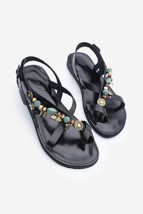 صندل مشکی زنانه پاشنه تخت Marjin - کد 797943315