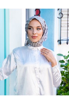 روسری طوسی پنبه پلی استر Golden Rose - کد 886897746