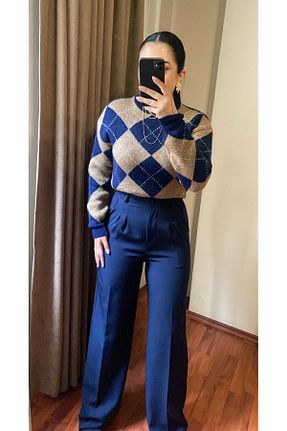 شلوار سرمه ای زنانه پارچه MODA - کد 886933102