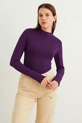 بادی بنفش زنانه یقه نیم ماهیگیر Bipantolon - کد 886981912