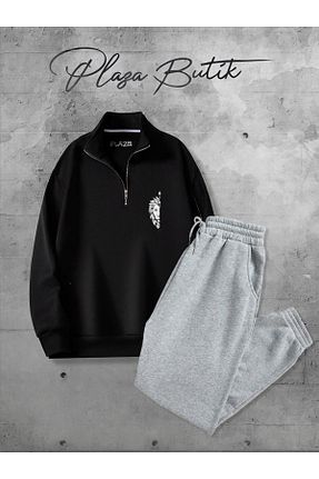 ست بالاتنه و پائین تنه مشکی زنانه بافت Plaza Butik - کد 887013473