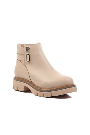 بوت / نیم بوت بژ زنانه پاشنه تخت Pierre Cardin - کد 887042479