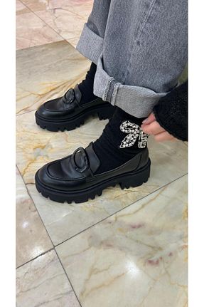 کفش لوفر مشکی زنانه چرم مصنوعی by emine eren emotion shoes - کد 887226716