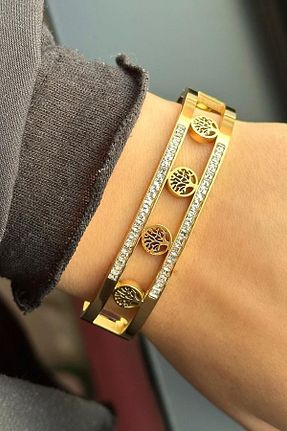 دستبند استیل (فولاد) طلائی زنانه استیل (فولاد) Takıştır - کد 887084159