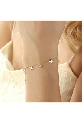 دستبند طلا زرد زنانه 14 عیار Glorria - کد 112471515