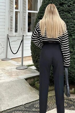 شلوار پارچه ای مشکی زنانه بلند Swana - کد 857645194