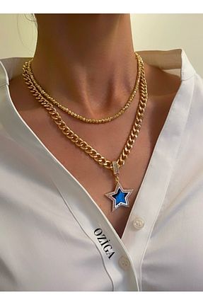 گردنبند استیل ( فولاد ) طلائی زنانه استیل (فولاد) Ozi - کد 887184216