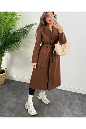 پالتو پشمی قهوه ای زنانه رگولار LİSAA BUTİK - کد 887248279