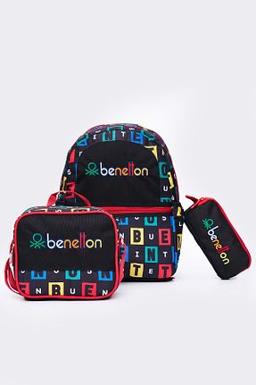 کیف مدرسه مشکی بچه گانه پارچه ای United Colors of Benetton - کد 887320226
