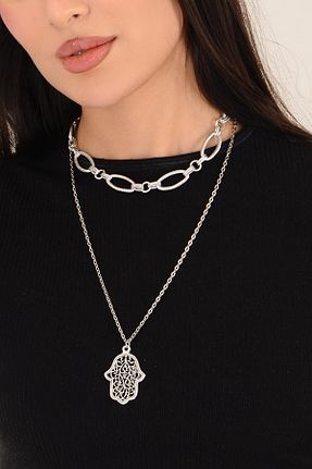 گردنبند جواهر زنانه رودیوم PİNKMARK - کد 887248929