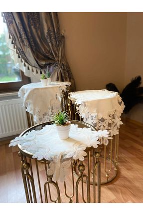 رومیزی بژ کتان Ceki Home - کد 887336742