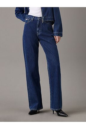 شلوار جین سرمه ای زنانه پاچه گشاد Calvin Klein - کد 887269696
