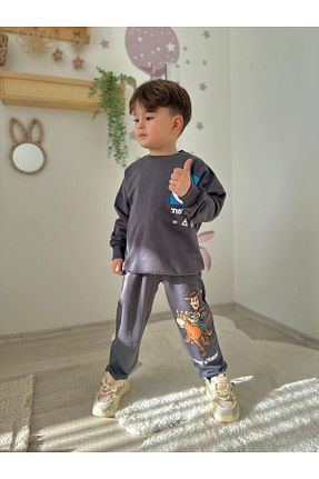 ست بالاتنه و پائین تنه سرمه ای بچه گانه بافت Narin kids - کد 887902925