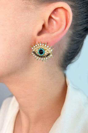 گوشواره جواهر طلائی زیرکن Sose Moda - کد 887295080
