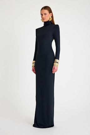 لباس مجلسی و فارغ التحصیلی مشکی زنانه لیکرا Tara Coşkuntuncel - کد 887306689