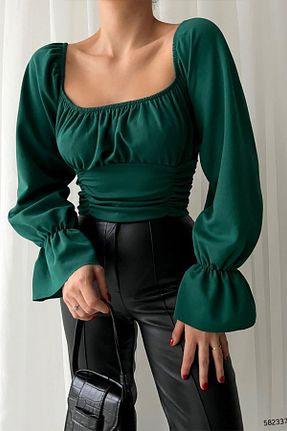 بلوز سبز زنانه ساده Deafox - کد 456971385