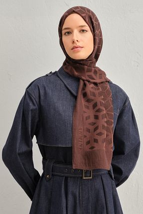 شال قهوه ای زنانه پنبه ای Armine - کد 887352459