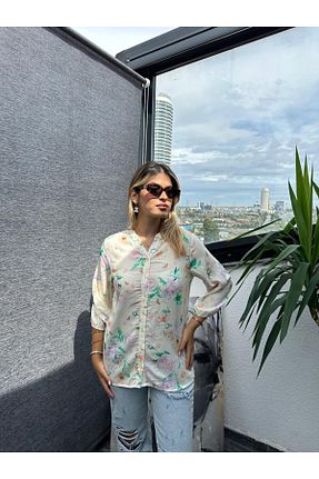 بلوز رنگی زنانه گلدار Kübra Tekstil - کد 887355007