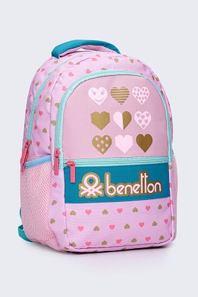 کیف مدرسه صورتی بچه گانه پارچه ای United Colors of Benetton - کد 887363221