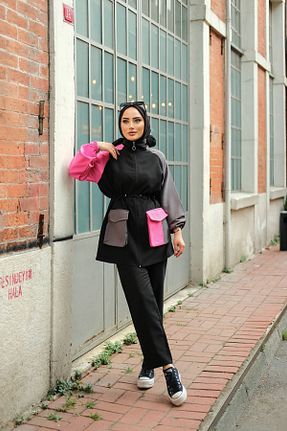 ست بالاتنه و پائین تنه حجاب مشکی زنانه رگولار MİMİ Luxury Wear - کد 841279033