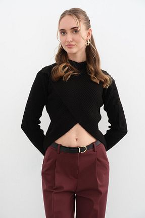 پلیور مشکی زنانه ساده Qutu Butik - کد 887465442