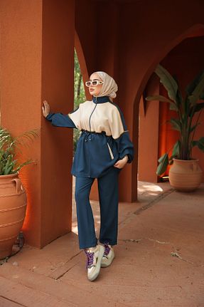 ست بالاتنه و پائین تنه حجاب سرمه ای زنانه رگولار MİMİ Luxury Wear - کد 844350136