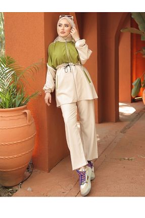 ست بالاتنه و پائین تنه حجاب بژ زنانه رگولار MİMİ Luxury Wear - کد 844344773