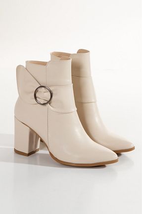 بوت / نیم بوت بژ زنانه چرم مصنوعی Emil Shoes - کد 887479972