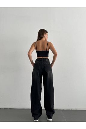 شلوار جین مشکی زنانه پاچه گشاد DK 49 JEANS - کد 887496273