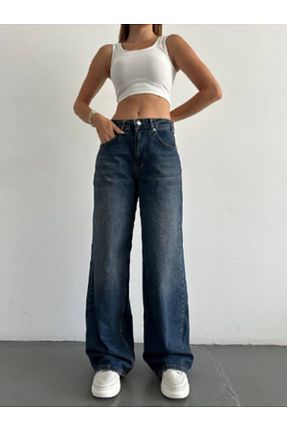 شلوار جین آبی زنانه پاچه گشاد DK 49 JEANS - کد 887496146