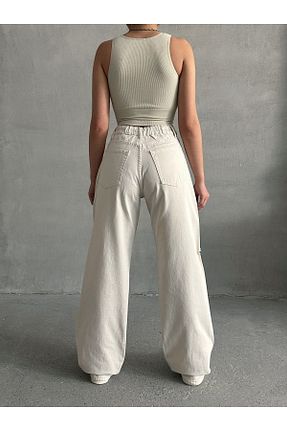 شلوار جین بژ زنانه پاچه گشاد Butik - کد 887561667