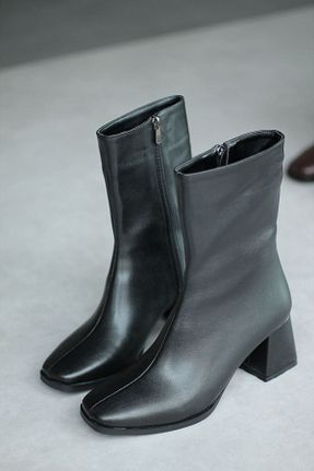 بوت / نیم بوت مشکی زنانه چرم مصنوعی Mida Shoes - کد 878624792