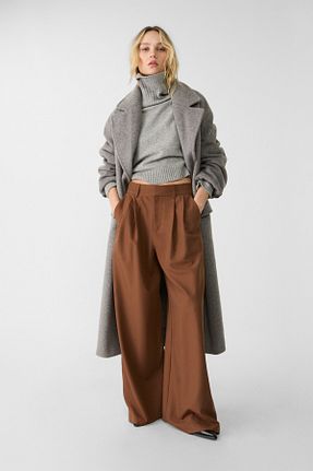 شلوار قهوه ای زنانه پلی استر Stradivarius - کد 887506335
