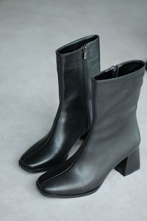 بوت / نیم بوت مشکی زنانه چرم مصنوعی Mida Shoes - کد 878624792