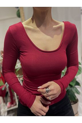 بلوز زرشکی زنانه ساده Butik - کد 887511587