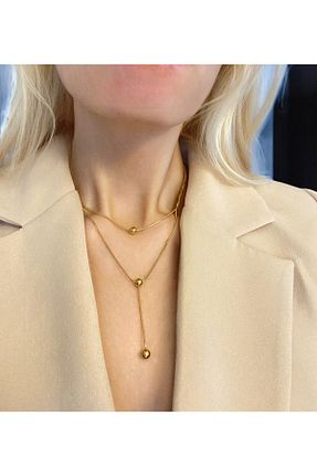 گردنبند استیل ( فولاد ) طلائی زنانه استیل (فولاد) MODA - کد 887523982