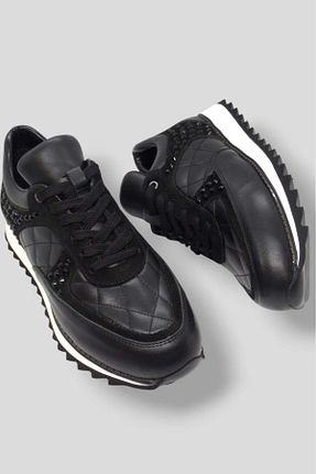 کفش اسنیکر مشکی زنانه چرم اصل Vera Pelle Shoes - کد 887529737