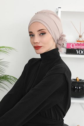 شال قهوه ای زنانه پنبه پلی استر Aisha