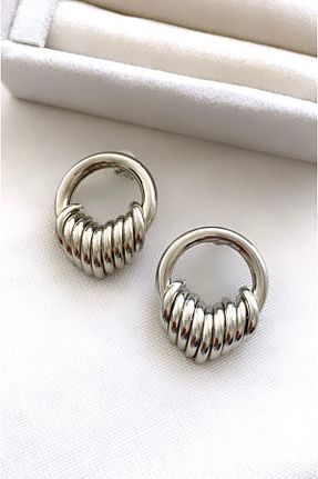 گوشواره جواهر طوسی برنجی VNS Accessories - کد 887548218