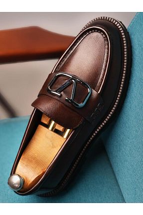 کفش کلاسیک قهوه ای مردانه چرم خالص İBAY - کد 887662714