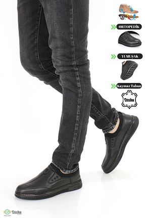 کفش کژوال مشکی مردانه چرم خالص DOCKA - کد 887575744