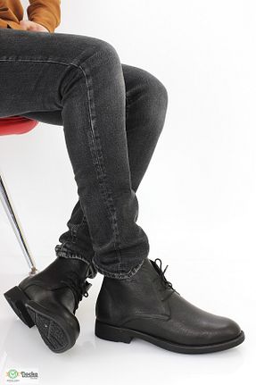 بوت / نیم بوت مشکی مردانه چرم خالص DOCKA - کد 887579852
