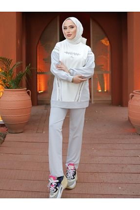 ست گرمکن طوسی زنانه پنبه ای MİMİ Luxury Wear - کد 849097685