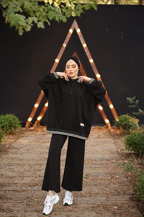 ست گرمکن حجاب مشکی زنانه اورسایز MİMİ Luxury Wear - کد 870098501