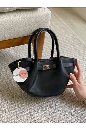 کیف دوشی مشکی زنانه چرم مصنوعی BAGLOVİS - کد 887595674