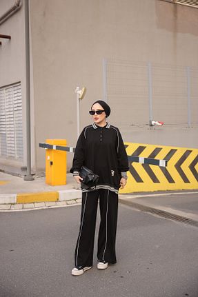 ست بالاتنه و پائین تنه حجاب مشکی زنانه اورسایز MİMİ Luxury Wear - کد 887137639
