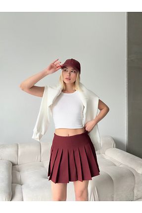 دامن زرشکی زنانه پلی ویسکون Babushka - کد 887580756